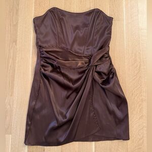 Elegant Brown Strapless Dress